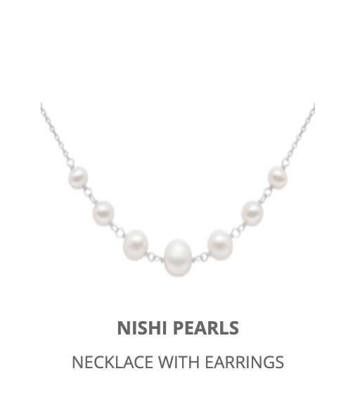 Nishi pearls necklace and earrings on Air Canada Duty Free
